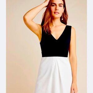 Maeve Anthropologie NEW Cheryl Dress Black & White V Neck Size 14 Plus
